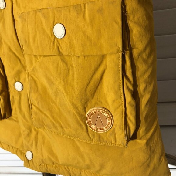 Zara Puffer Jacket Mustard Yellow Faux Fur Hood Size 4/5 - Picture 5 of 9